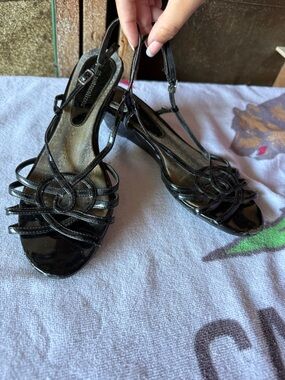 Naturalizer Black Patent Strappy Slingback Sandals